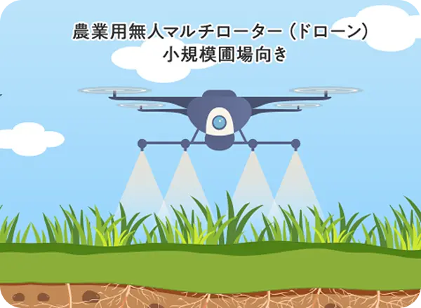 農業用無人ヘリコプターとドローンによる農薬散布イメージ